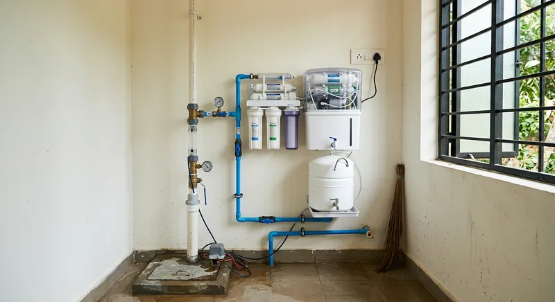 Villa borewell with RO water treatment unit at Aranattukara, Thrissur